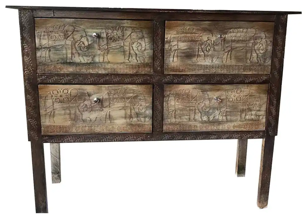 Casa Padrino cassettone in stile country di lusso marrone scuro antico - Armadio in legno massello fatto a mano con 4 cassetti - Mobili in Stile Country Finale Aktion
