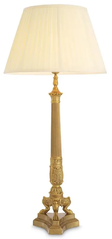 Casa Padrino lampada da tavolo barocco di lusso vintage ottone / crema Ø 46 x A. 100 cm - Magnifica lampada da scrivania con paralume rotondo - Luci Barocche Echt