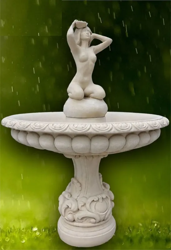 Preiswert Casa Padrino fontana Art Nouveau grigio Ø 114 x A. 160 cm - Magnifica fontana da giardino - Fontana da giardino - Accessori per la Decorazione del Giardino Barocco e Art Nouveau