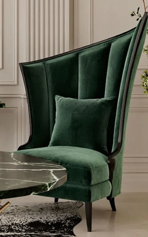 Casa Padrino Poltrona Art Déco di Lusso Sinistra Verde / Nero - Poltrone per Soggiorno e Hotel in Stile Art Déco - Mobili per Soggiorno e Hotel in Stile Art Déco - Collezione di Lusso Top-Seller