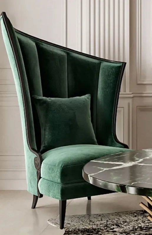 Casa Padrino Poltrona Art Déco di Lusso Destra Verde / Nero - Poltrone per Soggiorno e Hotel in Stile Art Déco - Mobili per Soggiorno e Hotel in Stile Art Déco - Collezione di Lusso Echt