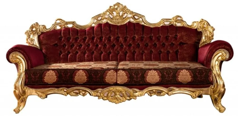 Casa Padrino divano barocco di lusso bordeaux rosso / oro - Magnifico divano da soggiorno con motivo elegante - Mobili da soggiorno barocchi Billig