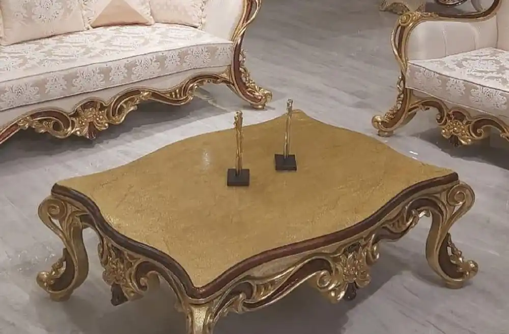Sichere Zahlung Casa Padrino tavolo da soggiorno barocco di lusso oro / marrone - Elegante tavolino da caffè in legno massello in stile barocco - Mobili soggiorno barocco - Nobile e Magnifico
