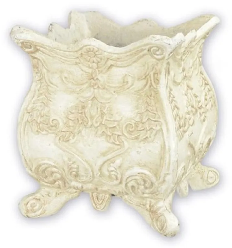 Casa Padrino vaso da fiori Art Nouveau bianco 20 x 20 x A. 21,2 cm - Elegante vaso per piante in ghisa - Accessori per la Decorazione di Giardini e Terrazze Barocco e Art Nouveau Letzte Chance