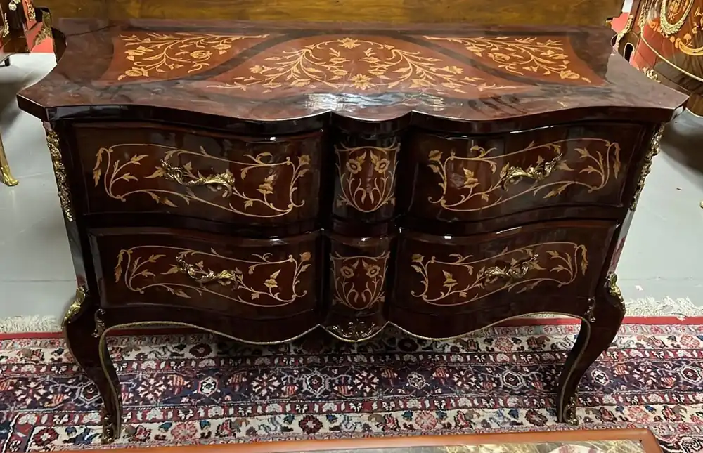 Markenware Casa Padrino cassettone barocco marrone scuro / marrone / oro - Comò fatta a mano in legno massello in stile antico con 2 cassetti - Mobili da soggiorno in stile barocco