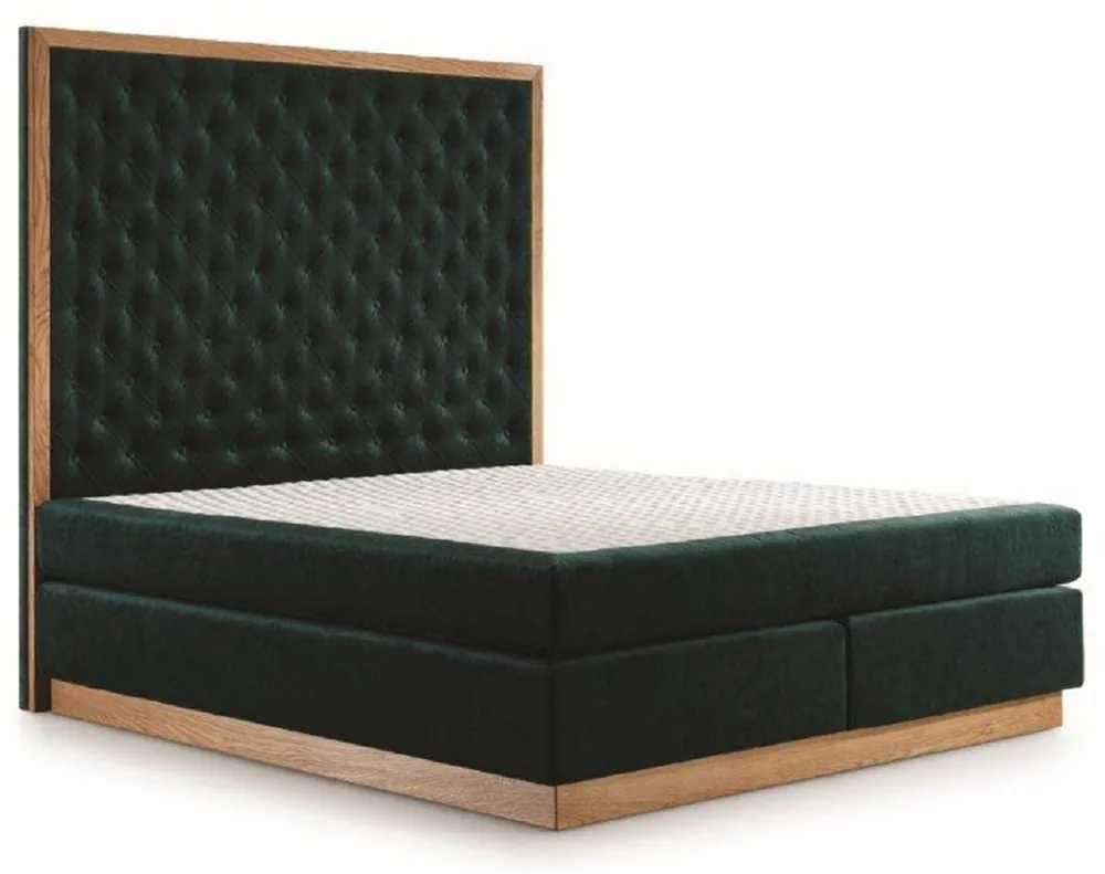 Casa Padrino Letto Matrimoniale di Lusso Verde Scuro / Naturale - Varie Dimensioni - Letto Moderno in Legno Massello con Testiera - Mobili Camera Da Letto Moderni - Collezione di Lusso Geprüft