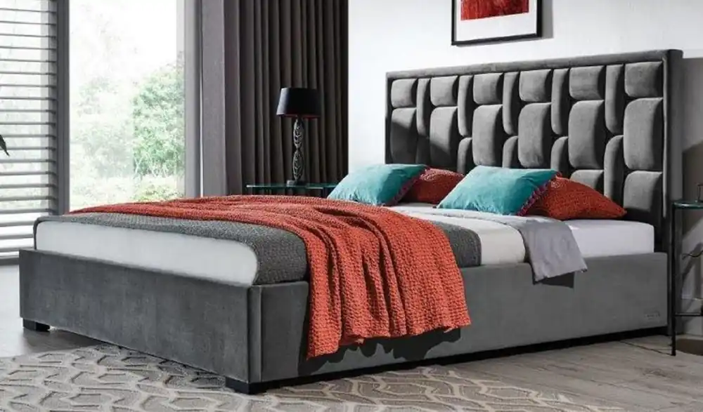 Casa Padrino Letto Matrimoniale di Lusso Grigio / Nero - Varie Dimensioni - Letto Moderno in Legno Massello con Testiera - Mobili Camera Da Letto - Collezione di Lusso Nur Heute