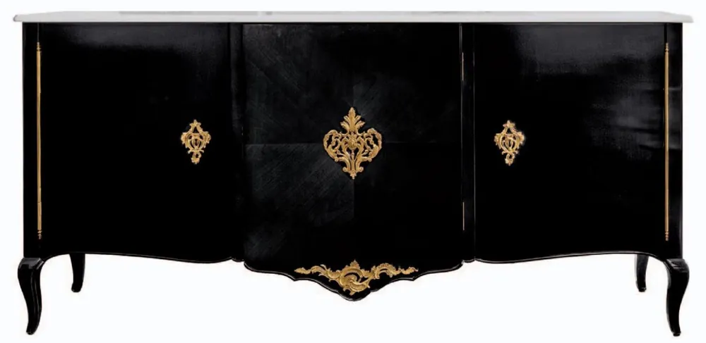 Casa Padrino credenza barocco di lusso nero / oro / bianco - Armadio nobile in legno massello con 3 porte - Mobili Barocchi per Hotel e Castelli - Qualità di Prima Classe - Fatto in Italia Online Kaufen