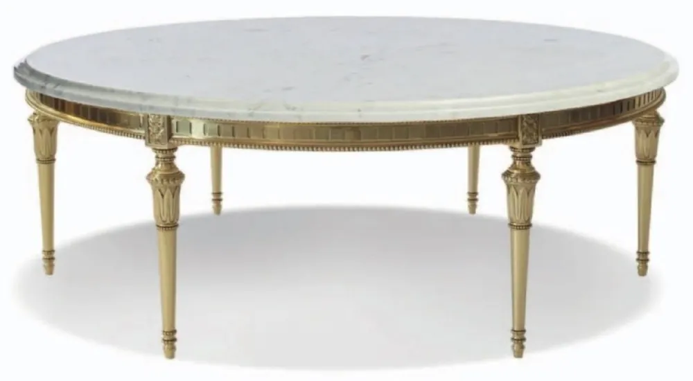 Casa Padrino tavolo da salotto barroco de lujo bianco / oro - Tavolino rotondo con piano in marmo di Carrara - Mobili barocchi per soggiorno e hotel - Qualità di prima classe - Fatto in Italia Preiswert