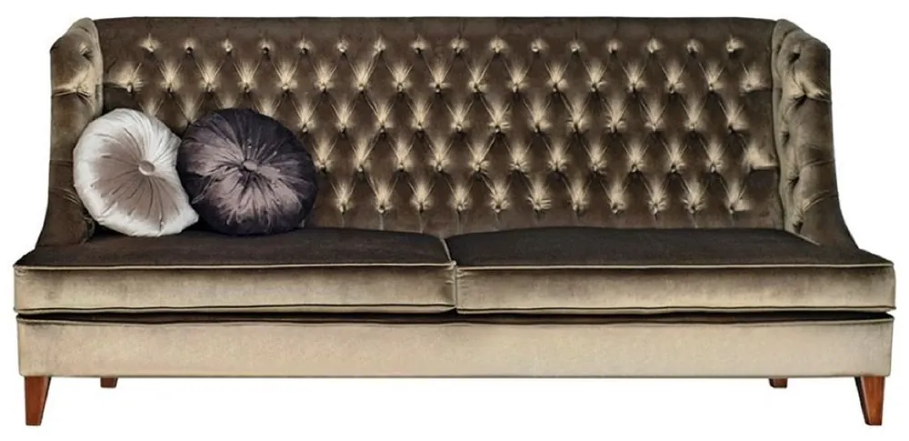 Casa Padrino divano Chesterfield di lusso a 3 posti di lusso verde / marrone 230 x 95 x A. 102 cm - Divano da soggiorno moderno - Mobili da Soggiorno Chesterfield di Lusso Billig
