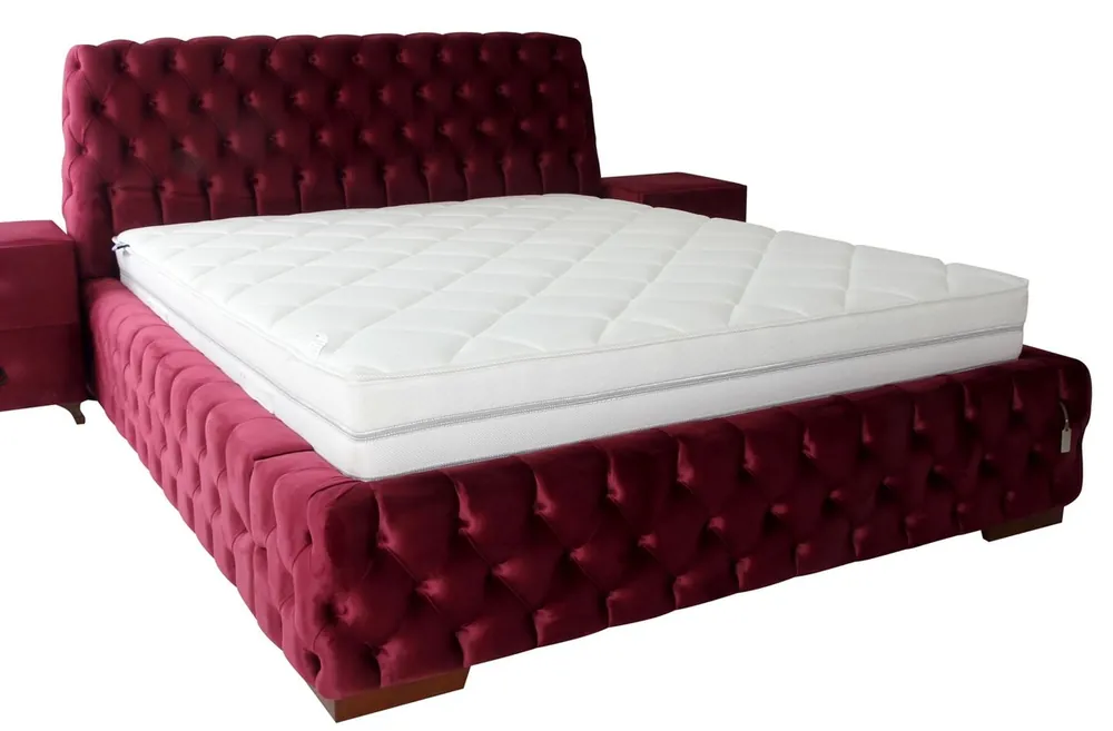 Jetzt Kaufen Casa Padrino letto matrimoniale Chesterfield di lusso rosa / marrone - Varie Misure - Letto moderno con materasso - Mobili da camera da letto Chesterfield