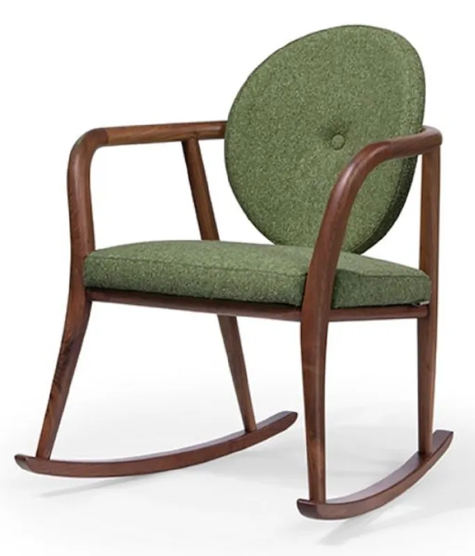 Casa Padrino sedia a dondolo di lusso verde / marrone 66,5 x 71 x A. 87,5 cm - Sedia imbottita in legno massello con braccioli - Mobili soggiorno di lusso Wochenendangebot