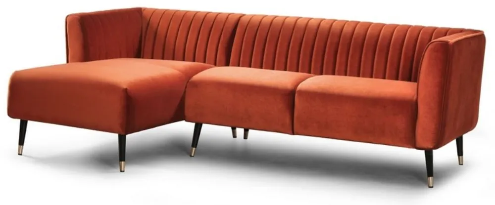 Casa Padrino divano ad angolo di lusso arancio / nero / ottone 250 x 150 x A. 87 cm - Divano soggiorno moderno - Mobili soggiorno moderni - Collezione di Lusso Sichere Zahlung