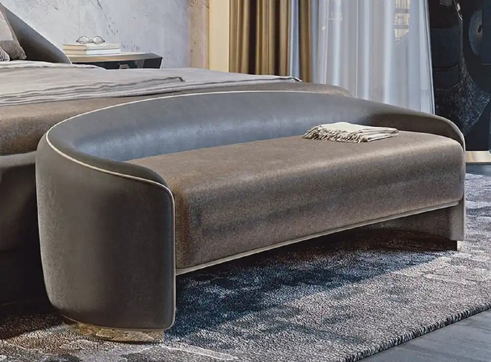 Neue Kollektion Casa Padrino Panca per Hotel di Lusso Grigio / Marrone / Oro 128 x 45 x A. 40 cm - Mobili per Hotel - Qualità di Lusso - Fatto in Italia