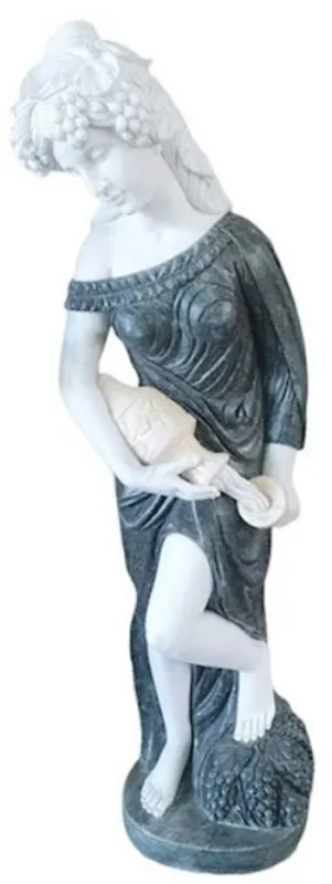 Saisonangebot Casa Padrino scultura decorativa in marmo Art Nouveau di lusso donna con brocca nero / bianco / beige - Figura di decorazione del giardino - Decorazione del Giardino Barocco e Art Nouveau