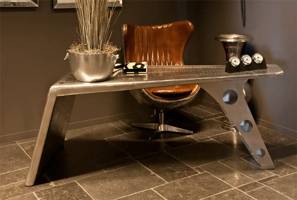 Casa Padrino escritorio de diseño de lujo aviador turística de aluminio ala de aviones de época Art Deco Plano Sofort Bestellen