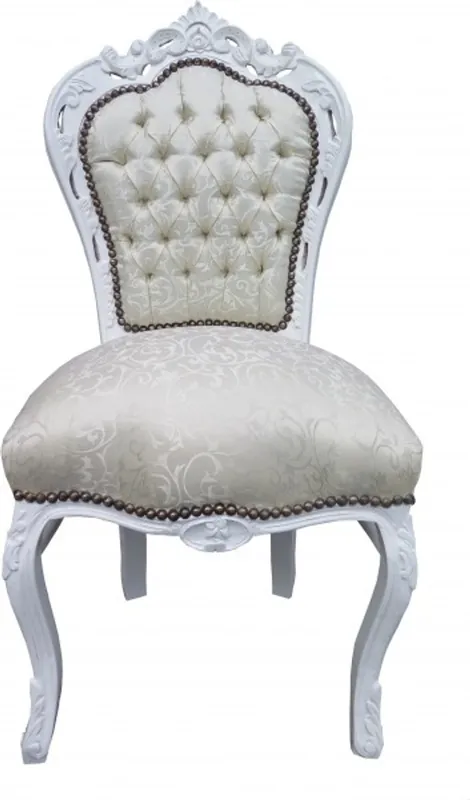 Aktuell Patrón Casa Padrino barroco Cena Silla blanco / blanco - Muebles antiguos - Edición Limitada