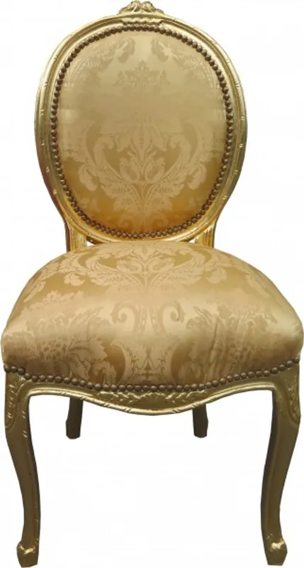 Begrenztes Angebot Casa Padrino barroco Cena de la silla del oro floral medallón / oro - muebles barrocos - Edición Limitada