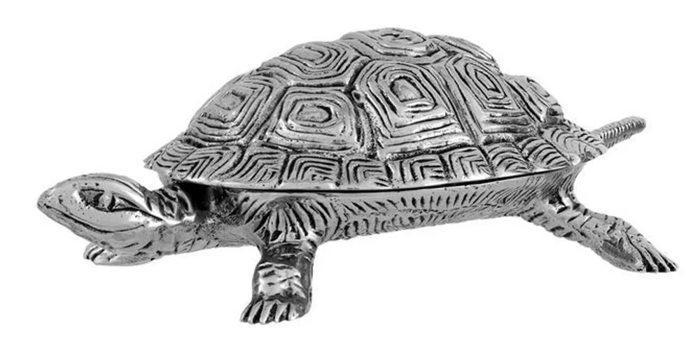 Wochenendangebot Casa Padrino luxury box with lid turtle nickel plated brass 19.5 x 10.5 cm - luxury decoration
