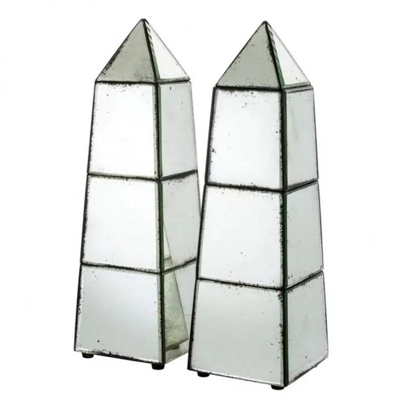 Casa Padrino luxury Obelisk Sculpture Set (2 pcs) antique style mirror glass - Hotel facility - luxury decoration Aktuell
