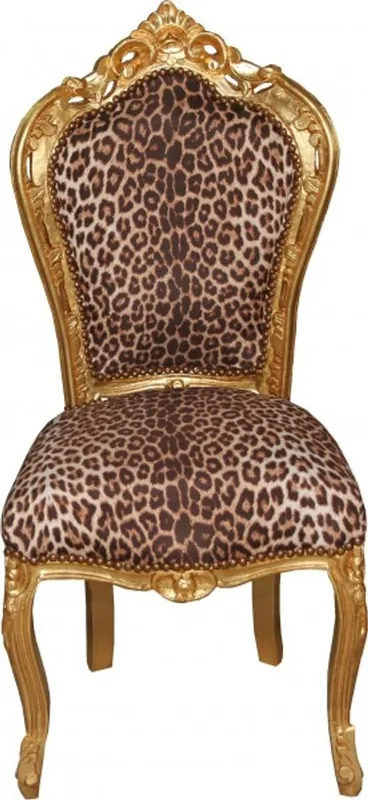 Silla Casa Padrino barroco Cena leopardo / Oro Mod2 - muebles barrocos Begrenztes Angebot