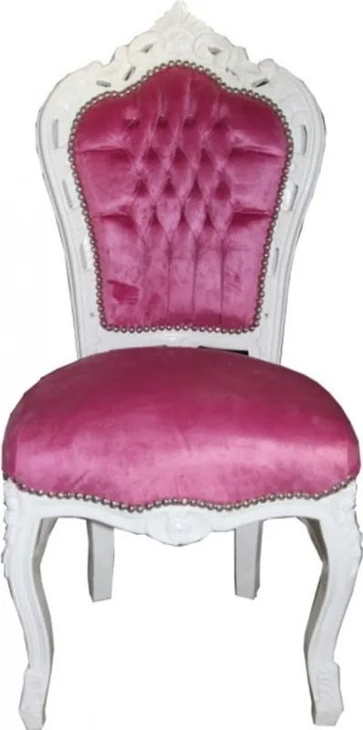 Sichere Zahlung Silla Casa Padrino barroco Cena rosa / blanco - Muebles