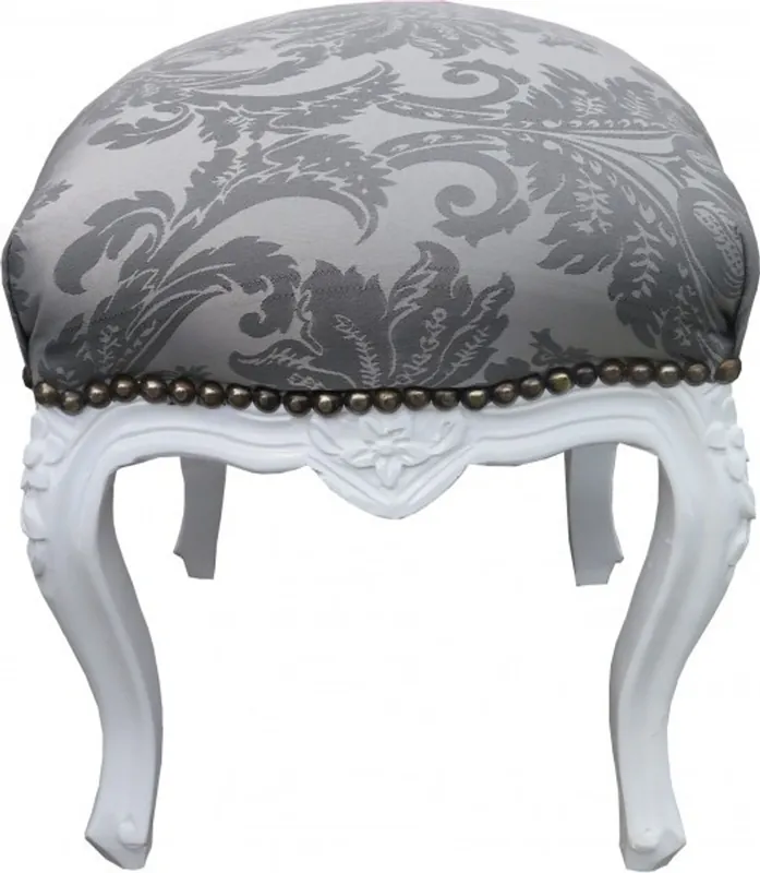 Casa Padrino barroco de heces Gris Patrón / Blanco Altura 40 cm, anchura 35 cm - muebles barrocos Abverkauf