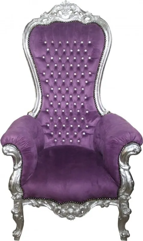 Kracherpreis Casa Padrino Baroque throne Majestic Medium Purple / Silver Bling Bling rhinestones - giant armchair - throne chair Tron