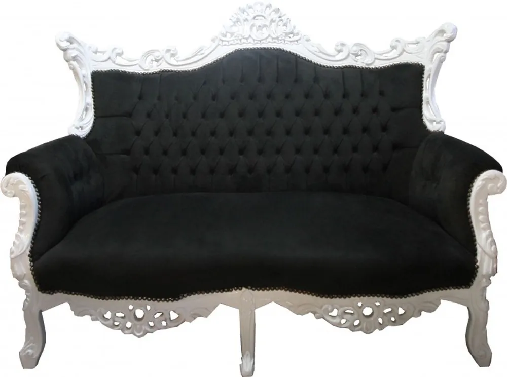 Casa Padrino Baroque 2-seater sofa Master Black / White - Antique furniture Online Kaufen