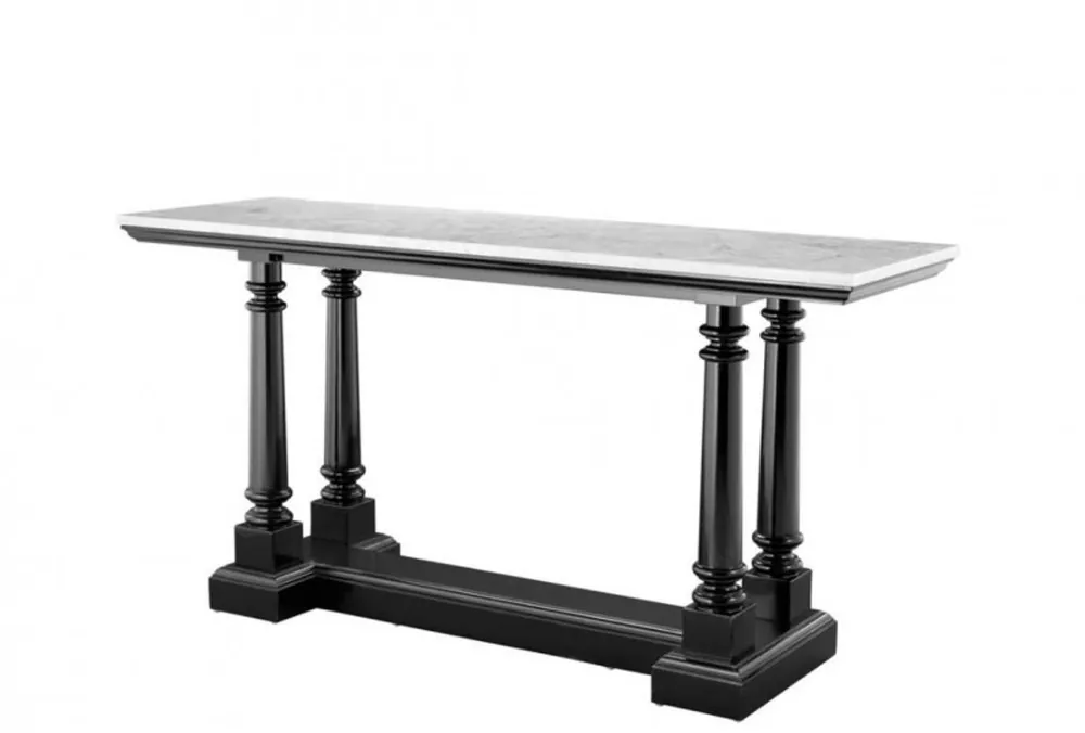 Casa Padrino Luxury Mahogany Wood Console Table Black with Marble Top - Luxury Console Table Meistverkauft