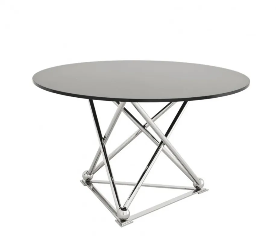 Casa Padrino designer luxury dining table with black glass 130 x H. 75 cm - Dining Table Begrenztes Angebot