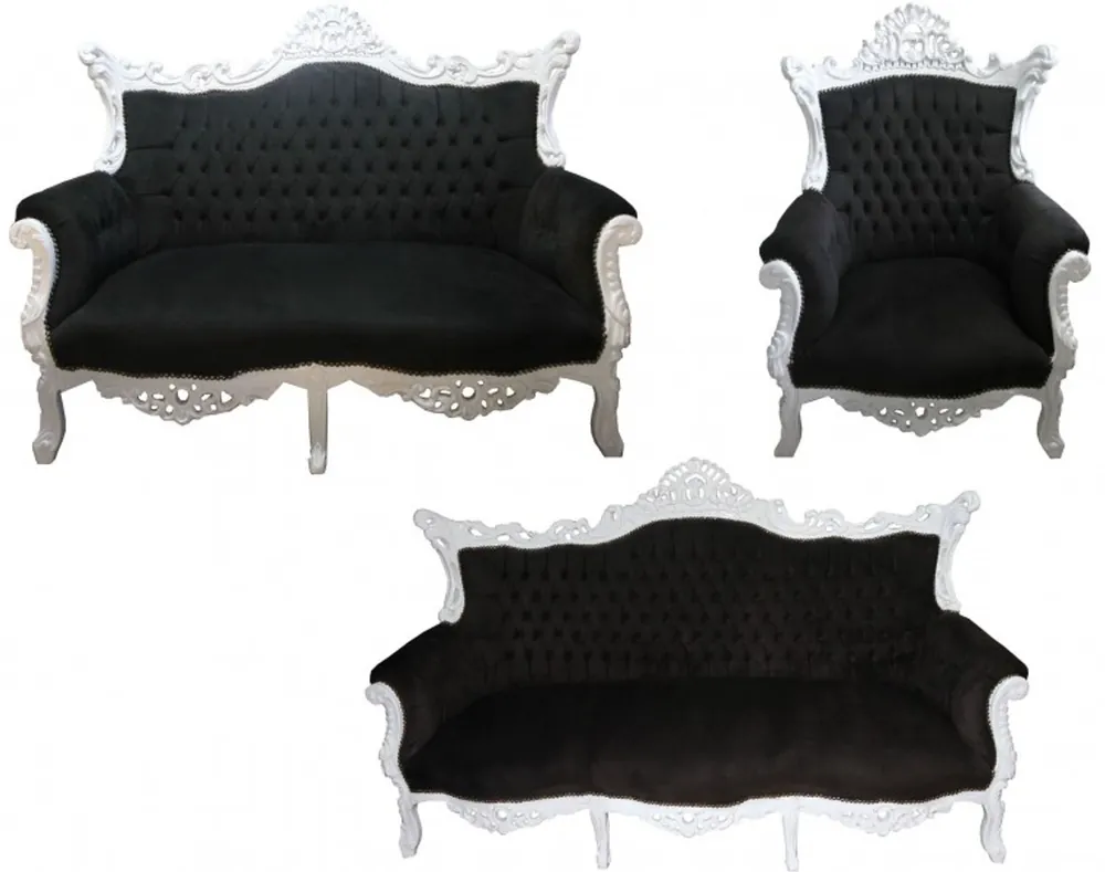 Casa Padrino Baroque Living Room Set Bordeaux Red / Gold- 3 seater +2 seater sofa + 1 chair Letzte Chance