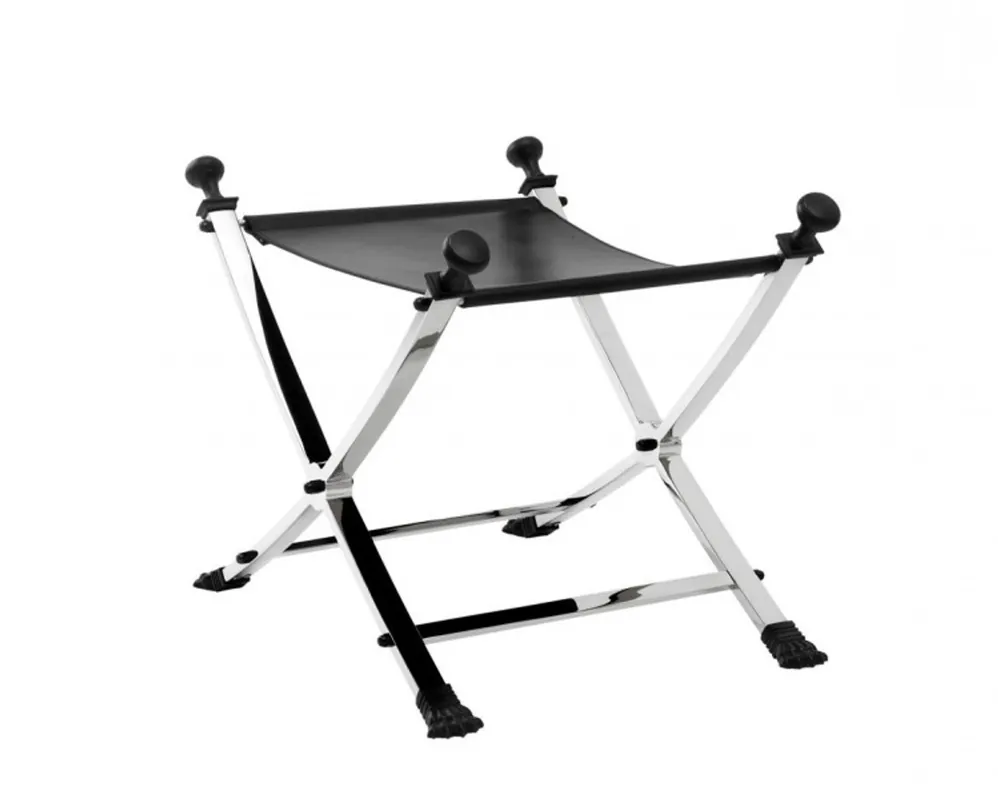 Taburete de lujo Casa Padrino con cuero negro de 61 x 46 x H. 48 cm - Edición Limitada Wochenendangebot