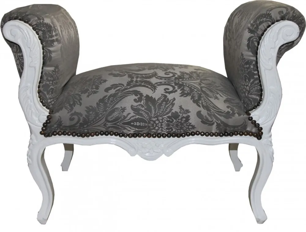 Heces Casa Padrino barroco de heces Modelo gris / blanco - Banco Must-Have