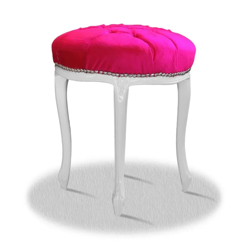Beliebt Plata Casa Padrino barroco Foot Stool Blanco Rosa - taburete redondo barroco