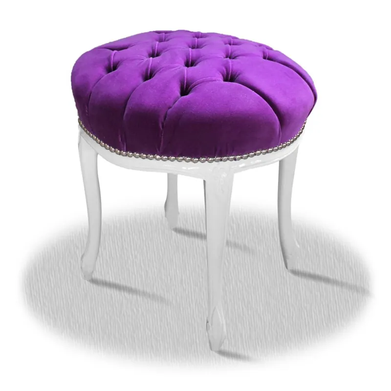 Sofort Bestellen Casa Padrino barroco Foot Stool Blanco Púrpura Plata - taburete redondo barroco