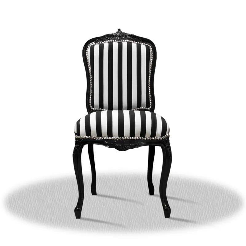 Silla Casa Padrino barroco Salón de tiras en blanco y negro de 50 x 50 x H. 100 cm - Hotel Collection Solange Der Vorrat Reicht