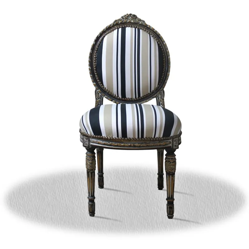 Silla Casa Padrino barroco salón con tiras de 50 x 50 x H. 100 cm - silla de lujo Bestpreis