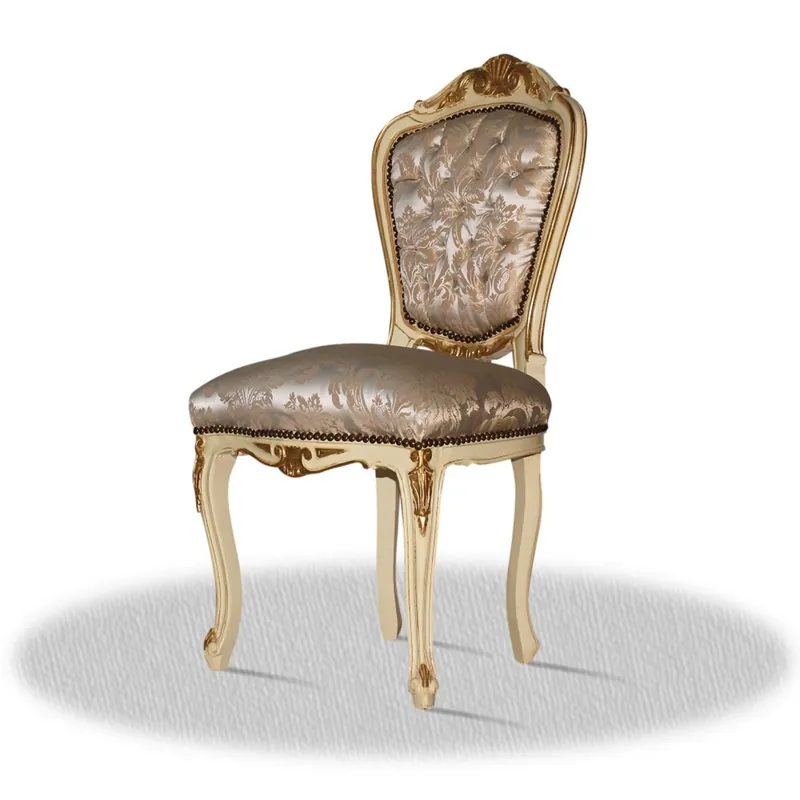 Saisonangebot Casa Padrino barroco Silla Cena Crema Oro Plata - Muebles antiguos