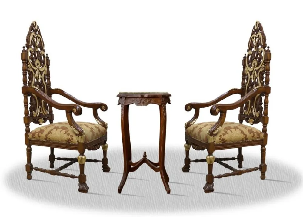 Markenprodukt Casa Padrino barroco silla trono establecido con mesa auxiliar - Edición de Lujo