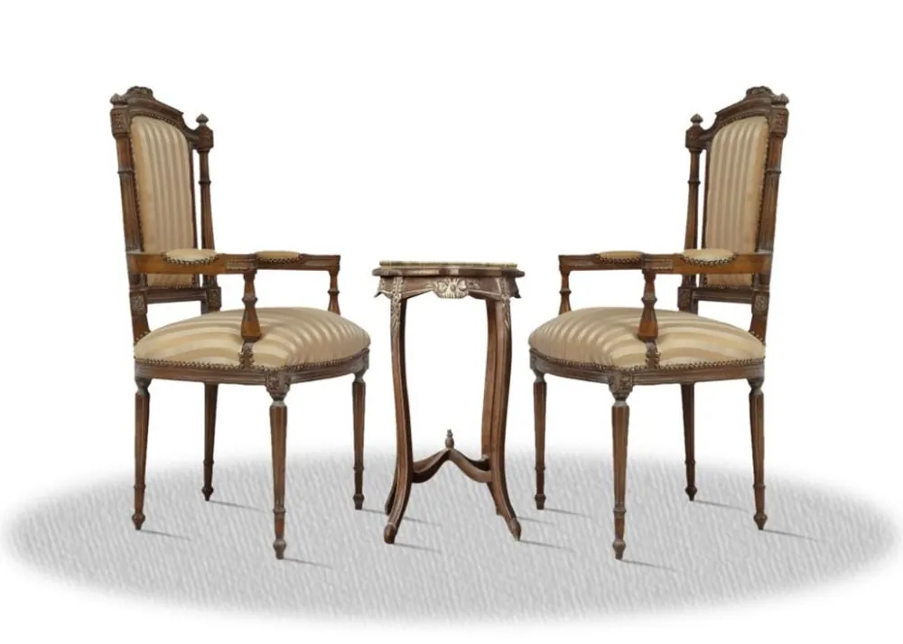 Silla de salón Casa Padrino barroco con juego de mesa lateral - muebles barrocos Ausverkauf