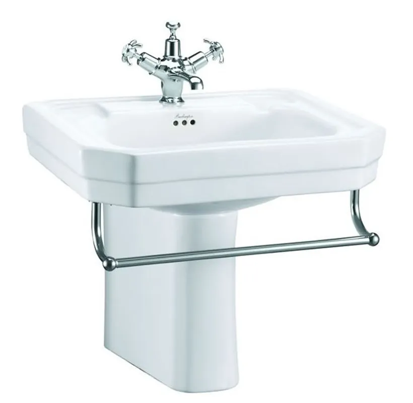 Casa Padrino porcelain washbasin with half pedestal and towel holder 56 x 47 x H. 50 cm Neue Kollektion