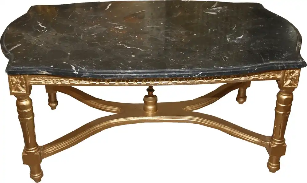 Casa Padrino barroco de oro antigua mesa de café con tapa de mármol negro de 96 x 58,5 cm - Edición limitada - mirada antigua Neu Im Sortiment
