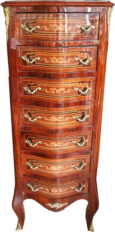 Neu Im Sortiment Casa Padrino barroco de caoba con incrustaciones de inodoro 7 cajones 123 x 47 x 35 cm - estilo antiguo