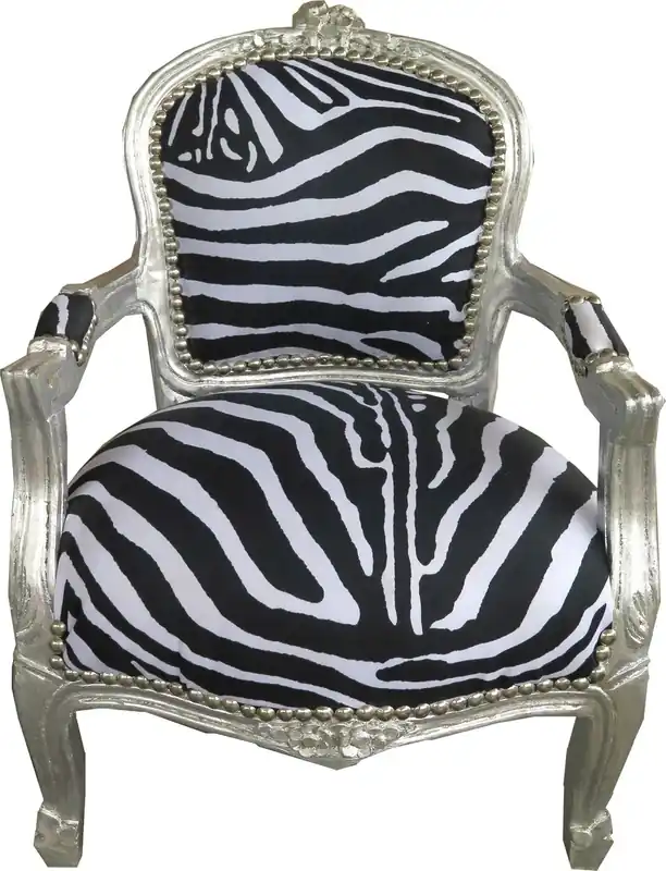 Casa Padrino barroco silla alta cebra / Plata - Muebles de niño Schneller Versand