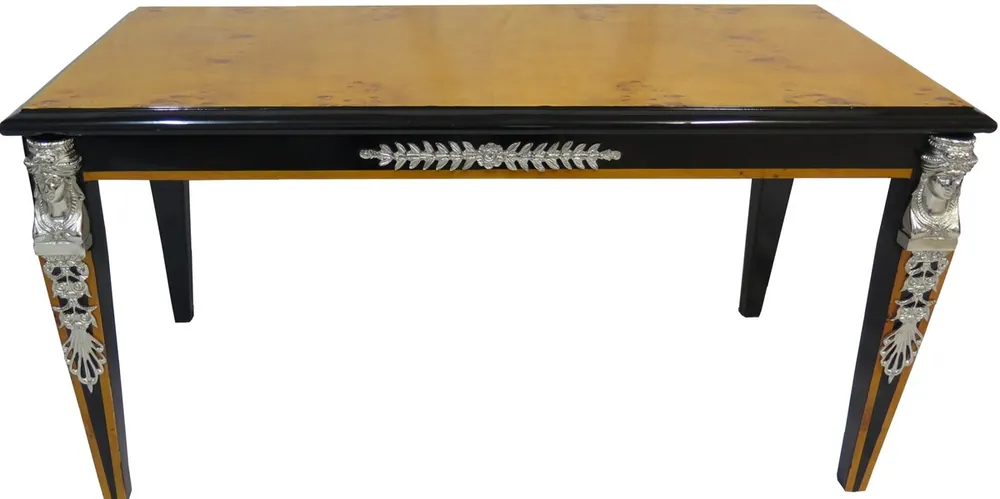 Casa Padrino barroco imperio de lujo mesa de centro de caoba / negro / plata 100 x 54 cm - Edición Limitada Solange Der Vorrat Reicht