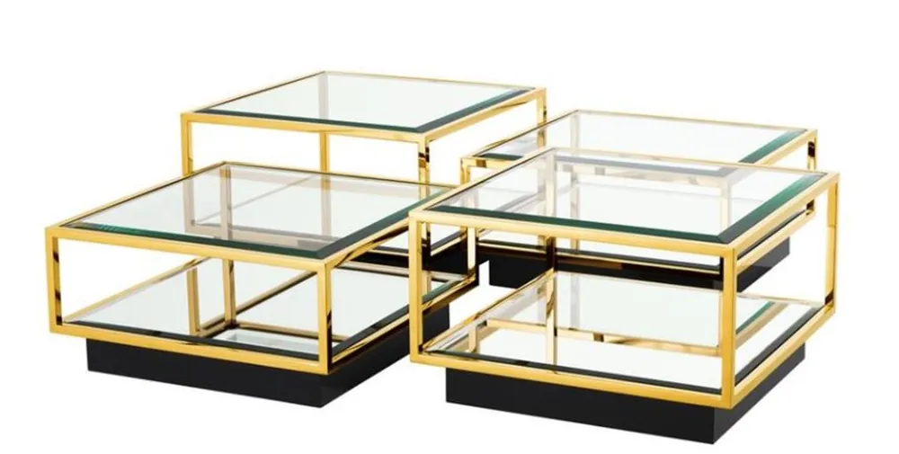 Casa Padrino Art Deco mesa de centro de lujo de oro Conjunto de 4 - living mesa de café en la habitación Bestpreis