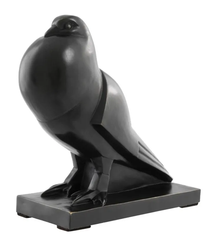 Casa Padrino de bronce de lujo paloma escultura en la base - figura de pájaro - elegante y suntuosamente Versand Am Gleichen Tag