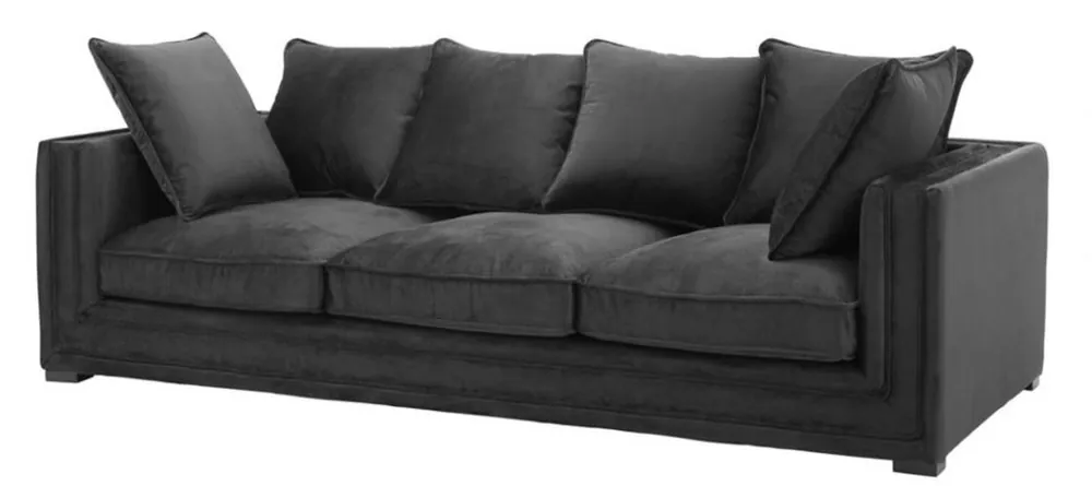 Neu Im Sortiment Casa Padrino sofá de diseño de lujo de 3 negro - muebles de hotel de lujo