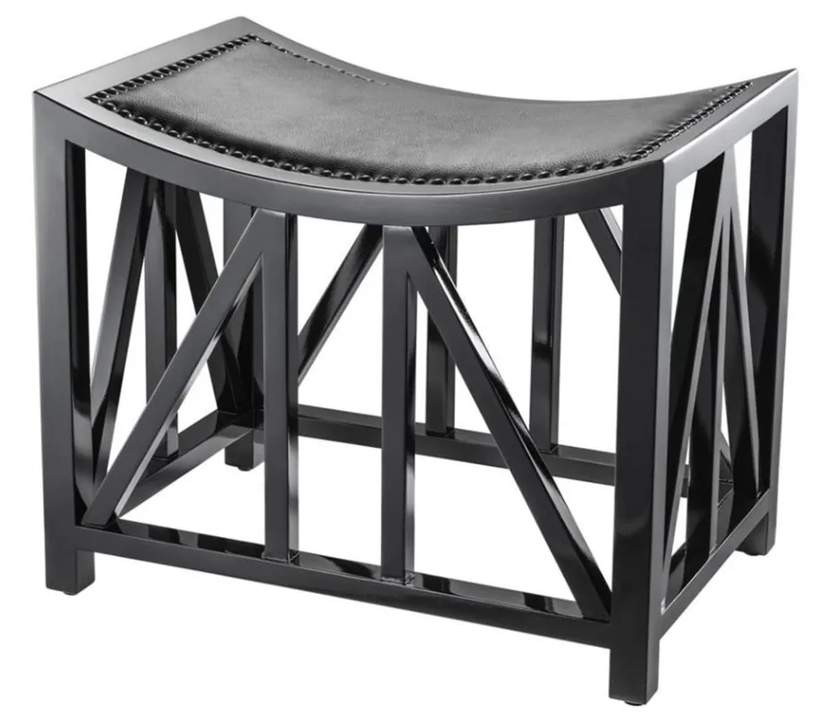 Casa Padrino taburete de caoba de diseño con piel de vacuno de 52 x 35 x 42,5 cm H. - hotel de lujo heces Neue Ware